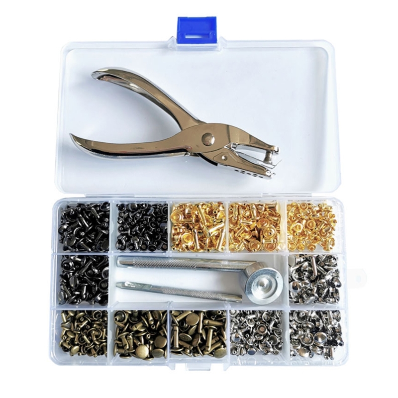 180 가죽 리벳 세트, 4 색 더블 캡 리벳, 관형  - Rivet Setter Tool 리뷰 및 가격